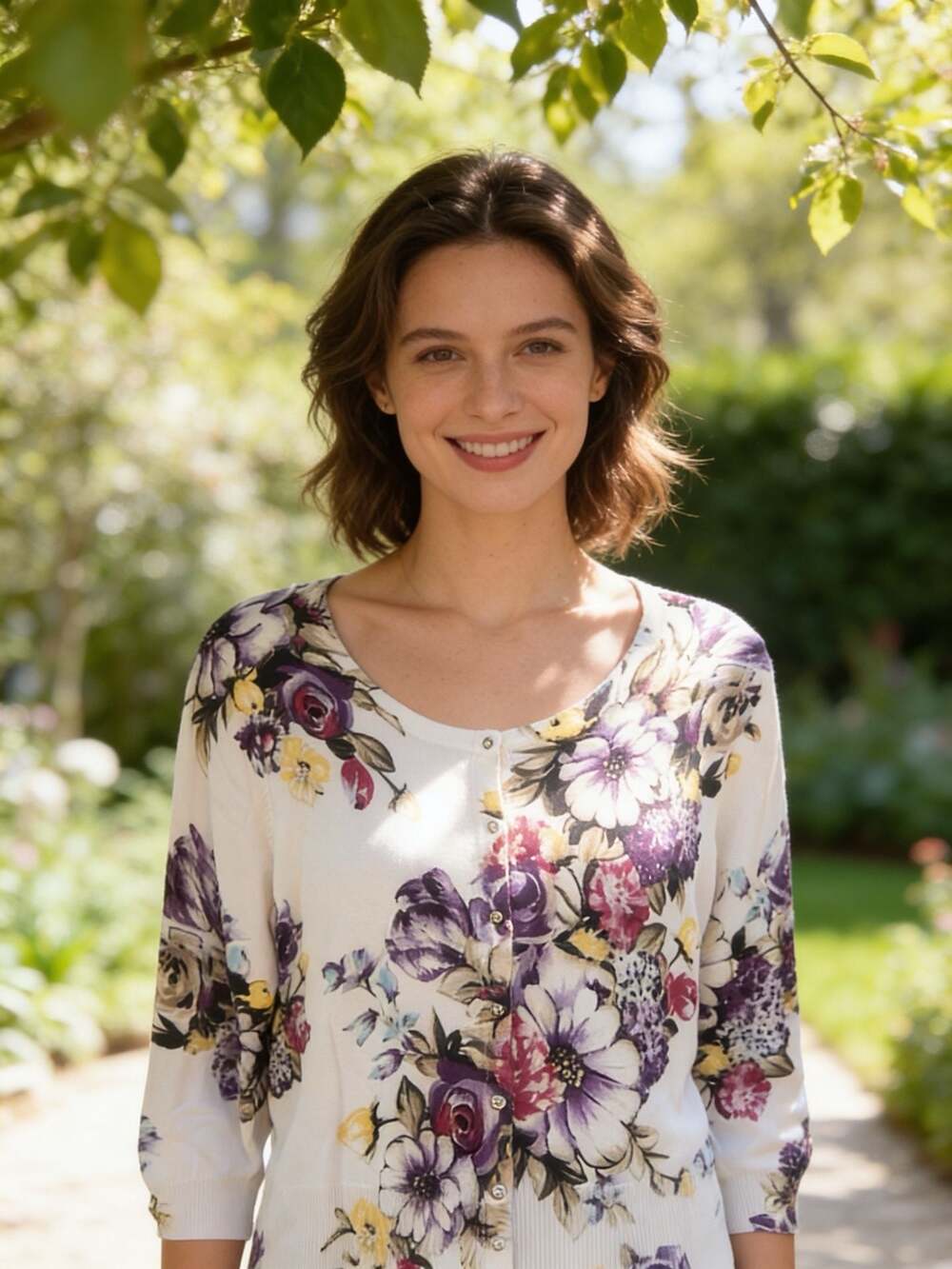 White House Black Market Floral Button-Down Cardigan Size XL